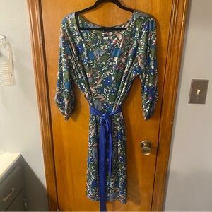 Isabel & Alice Blue/Olive Floral Dress